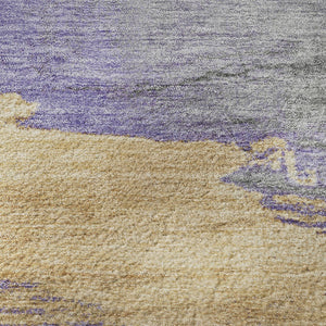 HomeRoots 9' Modern Abstract Lavender Gold Ivory Area Rug - Washable, UV Protected, Durable & Stylish Design! 706678