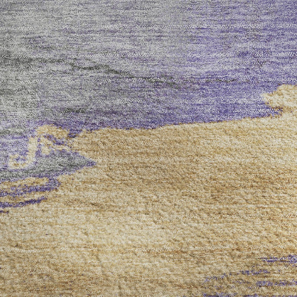 HomeRoots 9' Modern Abstract Lavender Gold Ivory Area Rug - Washable, UV Protected, Durable & Stylish Design! 706678