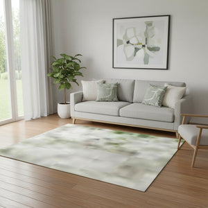 HomeRoots 5' X 8' Mint Green Ivory Gray Abstract Area Rug – Washable, UV-Protected, Stylish & Durable Design 706681