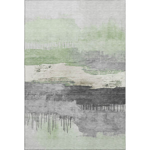 HomeRoots 5' X 8' Mint Green Ivory Gray Abstract Area Rug – Washable, UV-Protected, Stylish & Durable Design 706681