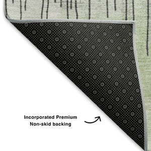 HomeRoots 5' X 8' Mint Green Ivory Gray Abstract Area Rug – Washable, UV-Protected, Stylish & Durable Design 706681