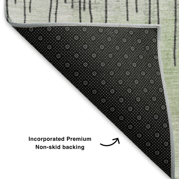 HomeRoots 5' X 8' Mint Green Ivory Gray Abstract Area Rug – Washable, UV-Protected, Stylish & Durable Design 706681