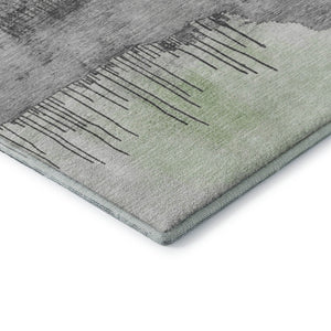 HomeRoots 5' X 8' Mint Green Ivory Gray Abstract Area Rug – Washable, UV-Protected, Stylish & Durable Design 706681