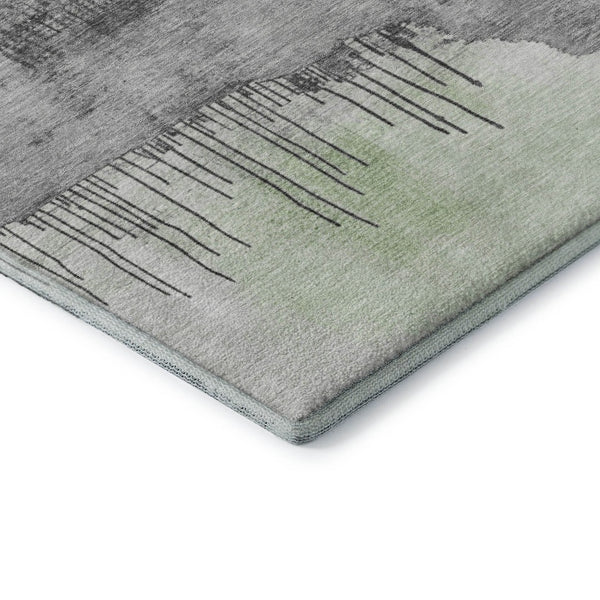 HomeRoots 5' X 8' Mint Green Ivory Gray Abstract Area Rug – Washable, UV-Protected, Stylish & Durable Design 706681