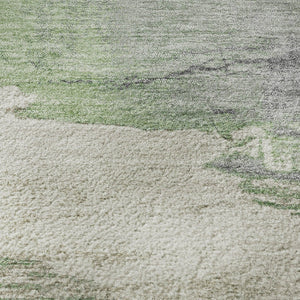HomeRoots 5' X 8' Mint Green Ivory Gray Abstract Area Rug – Washable, UV-Protected, Stylish & Durable Design 706681