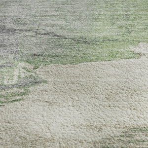 HomeRoots 10' X 14' Mint Green Ivory Gray Abstract Area Rug - Washable, Durable, UV-Protected, Non-Slip Design 706685