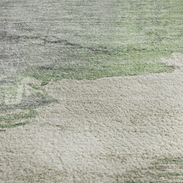 HomeRoots 10' X 14' Mint Green Ivory Gray Abstract Area Rug - Washable, Durable, UV-Protected, Non-Slip Design 706685
