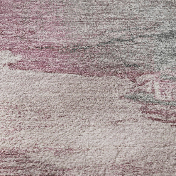 HomeRoots 8' X 10' Stylish Pink Gray Ivory Abstract Washable Area Rug with UV Protection for Busy Homes 706689