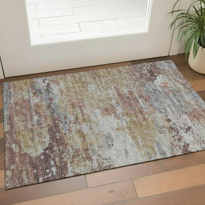 HomeRoots 5' X 8' Teal Gray Ivory Abstract Area Rug - Washable, UV Protected, Stylish & Durable for Any Room 706699