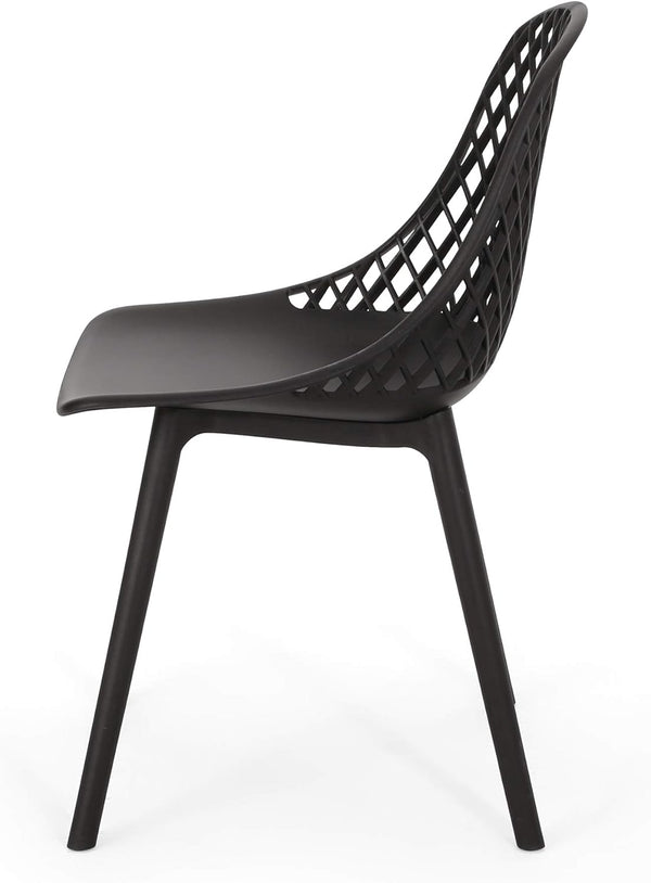English Elm Christopher Knight Home® - LILY Weather-Resistant Outdoor Dining Chairs Set of 4 — Durable Polypropylene Mesh Design for Patios Black 28 L x 26 W x 19.75 H N776P243071B