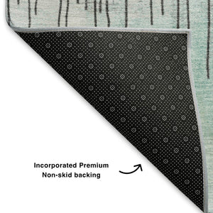 HomeRoots 10' X 14' Teal Gray and Ivory Abstract Area Rug - Durable, UV-Protected, Washable, and Stylish! 706703