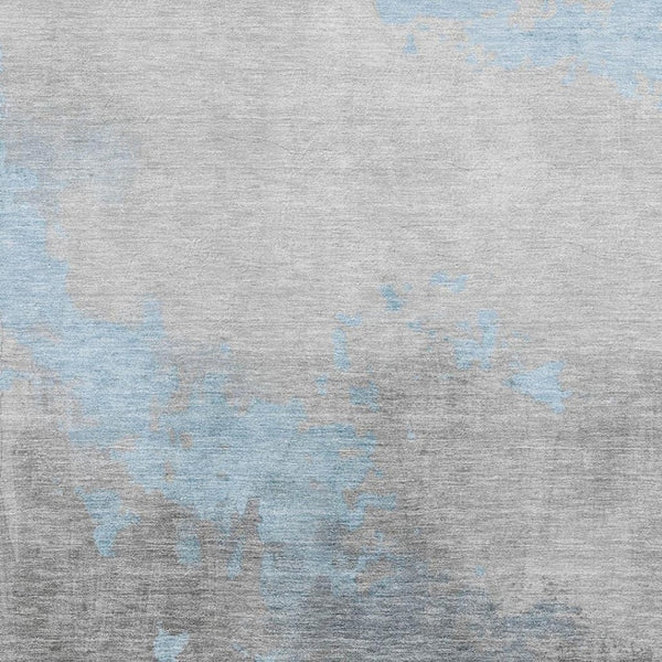 HomeRoots 8' Blue and Gray Abstract Washable Round Rug - UV Protection, Non-Slip, Perfect for High Traffic Areas 706706