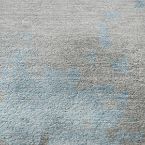 HomeRoots 8' X 10' Blue and Gray Abstract Area Rug - Washable, UV Protected, Stylish for Busy Homes! 706707