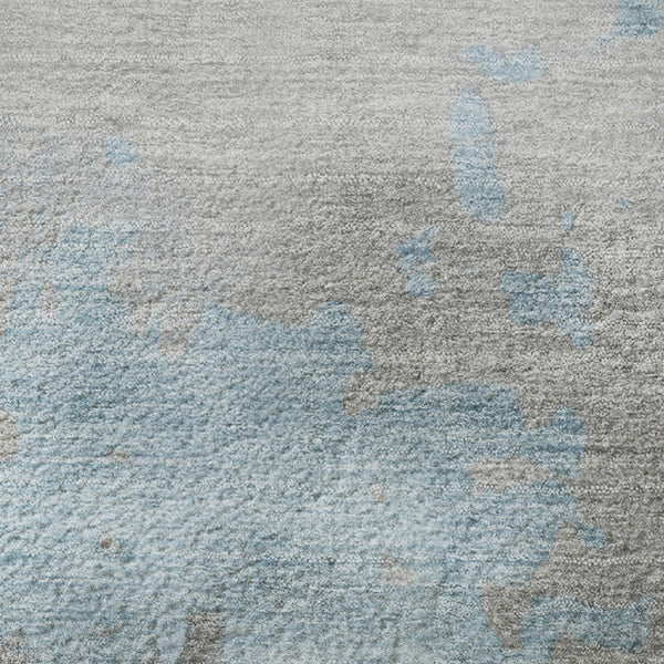 HomeRoots 8' X 10' Blue and Gray Abstract Area Rug - Washable, UV Protected, Stylish for Busy Homes! 706707