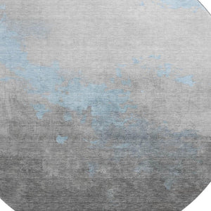 HomeRoots 8' X 10' Blue and Gray Abstract Area Rug - Washable, UV Protected, Stylish for Busy Homes! 706707