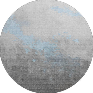 HomeRoots 8' X 10' Blue and Gray Abstract Area Rug - Washable, UV Protected, Stylish for Busy Homes! 706707