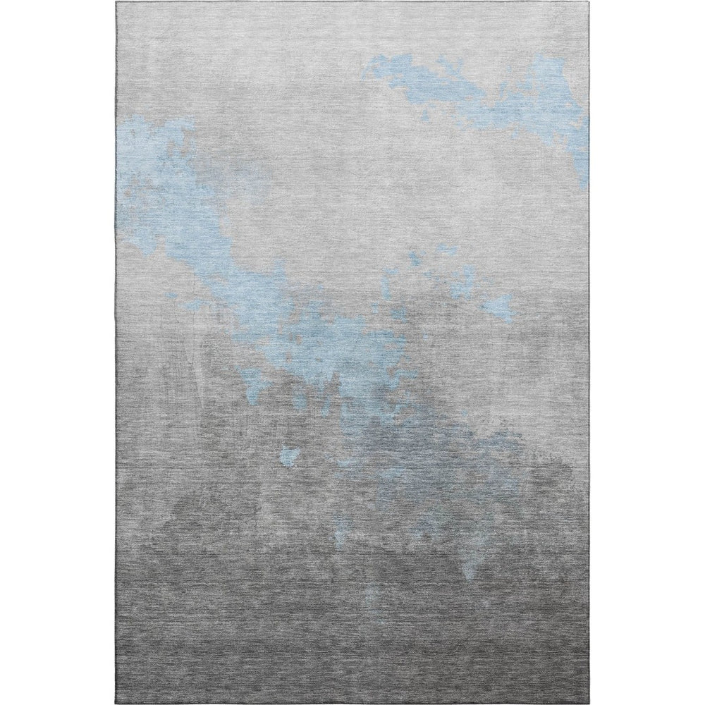 HomeRoots 9' X 12' Washable Blue and Gray Abstract Area Rug with UV Protection for Modern Living Spaces 706708