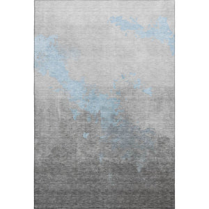 HomeRoots 9' X 12' Washable Blue and Gray Abstract Area Rug with UV Protection for Modern Living Spaces 706708