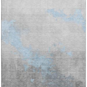 HomeRoots 9' X 12' Washable Blue and Gray Abstract Area Rug with UV Protection for Modern Living Spaces 706708