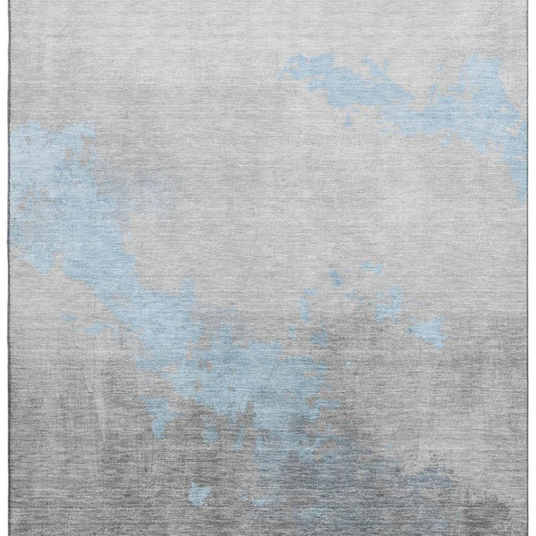 HomeRoots 9' X 12' Washable Blue and Gray Abstract Area Rug with UV Protection for Modern Living Spaces 706708