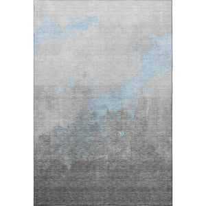 HomeRoots 9' X 12' Washable Blue and Gray Abstract Area Rug with UV Protection for Modern Living Spaces 706708