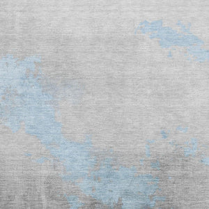 HomeRoots 10' X 14' Blue And Gray Abstract Washable Area Rug – Durable, Stylish, UV-Protected for Active Homes 706709