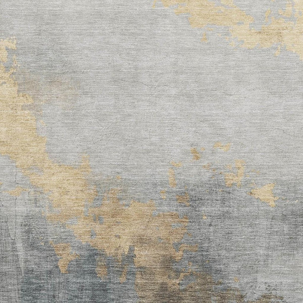 HomeRoots 5' X 8' Gold and Gray Abstract Area Rug - Stylish, Washable, UV-Protected, and Pet-Friendly Design 706711