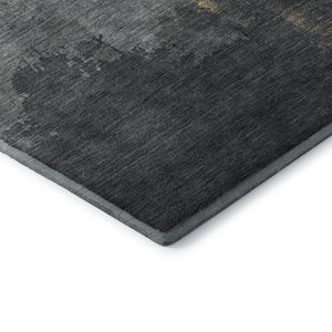 HomeRoots 8' Gold and Gray Abstract Round Washable Rug with UV Protection - Stylish, Durable, Easy-Care Design 706712