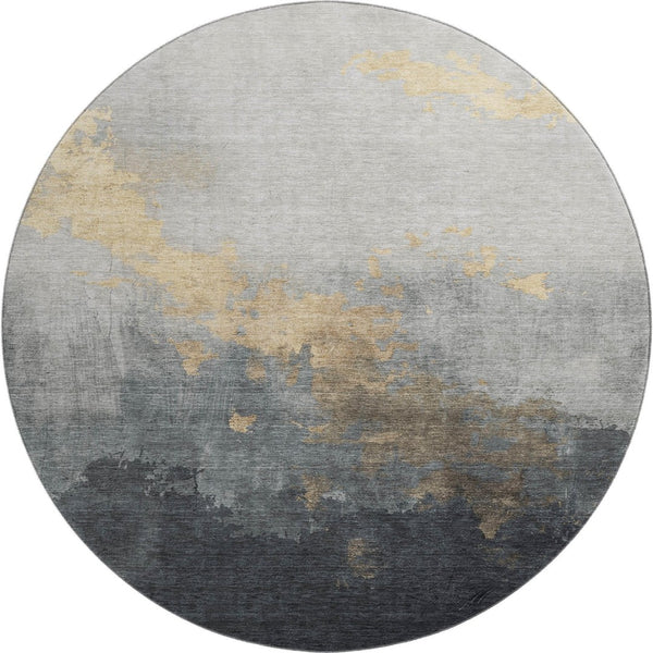 HomeRoots 8' X 10' Gold and Gray Abstract Washable Area Rug – Durable, UV Protected, Perfect for Busy Homes 706713