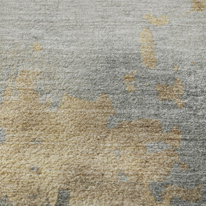 HomeRoots 8' X 10' Gold and Gray Abstract Washable Area Rug – Durable, UV Protected, Perfect for Busy Homes 706713
