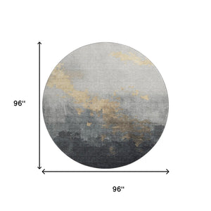 HomeRoots 8' X 10' Gold and Gray Abstract Washable Area Rug – Durable, UV Protected, Perfect for Busy Homes 706713
