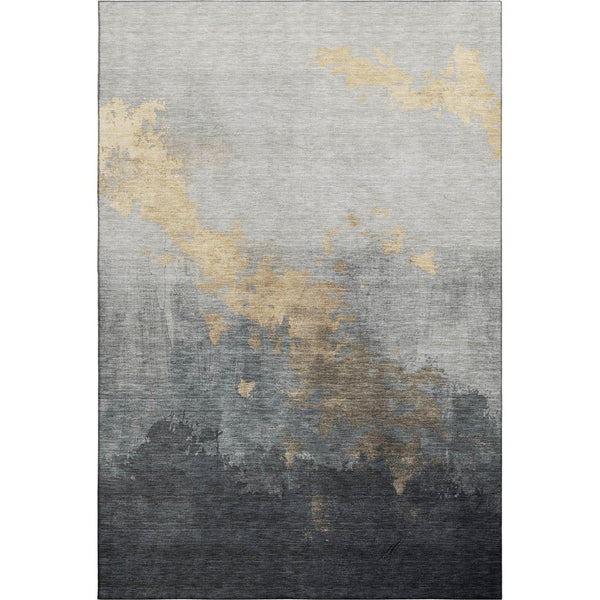 HomeRoots 9' X 12' Gold and Gray Abstract Washable Area Rug - UV Protected, Stain Resistant, Durable Design! 706714