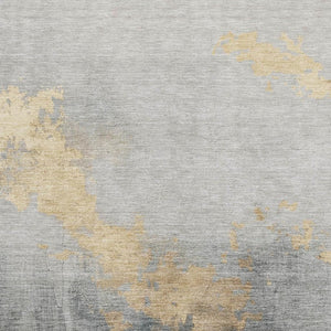 HomeRoots 9' X 12' Gold and Gray Abstract Washable Area Rug - UV Protected, Stain Resistant, Durable Design! 706714
