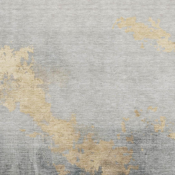 HomeRoots 9' X 12' Gold and Gray Abstract Washable Area Rug - UV Protected, Stain Resistant, Durable Design! 706714