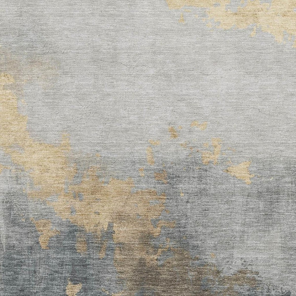 HomeRoots 10' X 14' Gold & Gray Abstract Washable Area Rug - UV Protected, Stain Resistant & Non-Slip Backing 706715