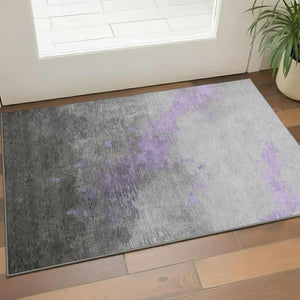 HomeRoots 5' X 8' Lavender & Gray Abstract Washable Area Rug - UV Protected, Pet-Friendly, and Stylish Comfort 706717