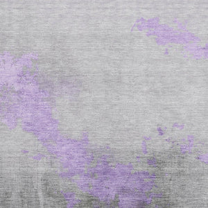 HomeRoots 5' X 8' Lavender & Gray Abstract Washable Area Rug - UV Protected, Pet-Friendly, and Stylish Comfort 706717
