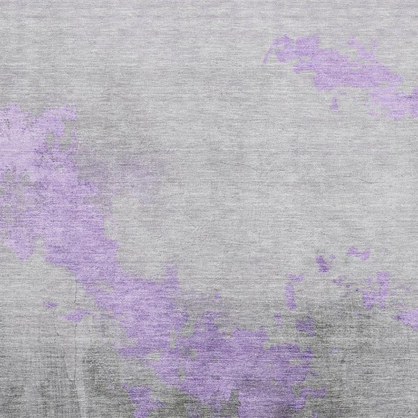 HomeRoots 5' X 8' Lavender & Gray Abstract Washable Area Rug - UV Protected, Pet-Friendly, and Stylish Comfort 706717