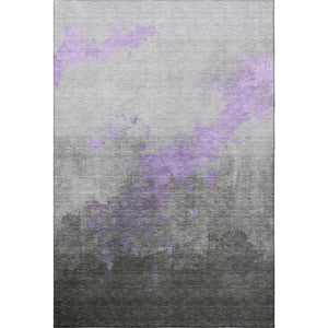 HomeRoots 8' Modern Abstract Lavender and Gray Washable Round Rug - Durable, Stain-Resistant, UV Protected 706718