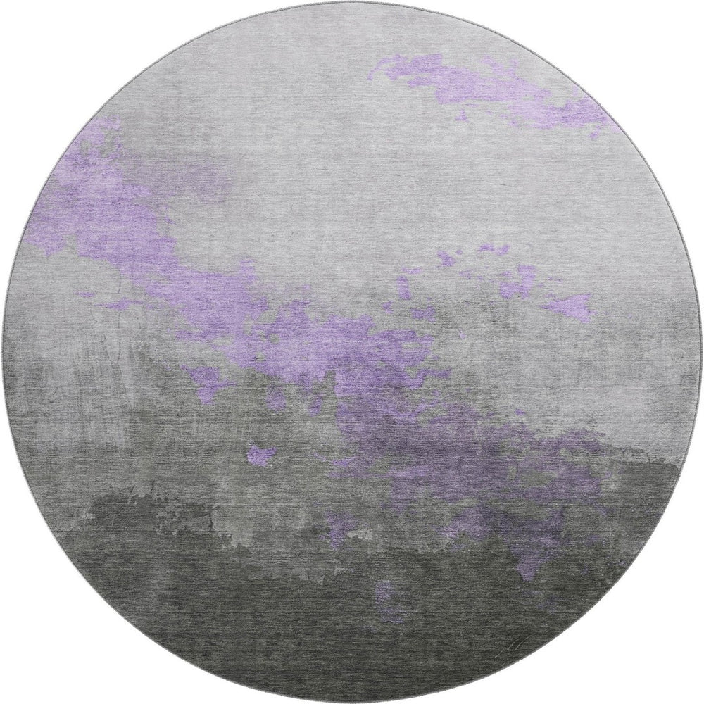 HomeRoots 8' X 10' Stylish Lavender and Gray Abstract Washable Area Rug with UV Protection for High Traffic Homes 706719