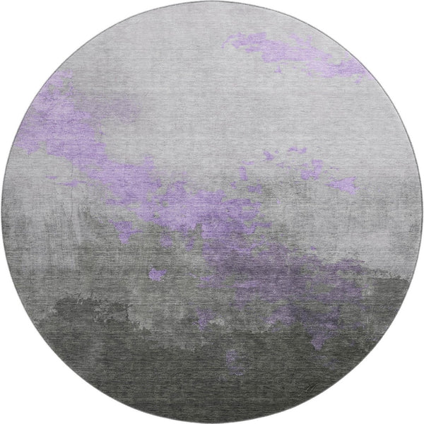 HomeRoots 8' X 10' Stylish Lavender and Gray Abstract Washable Area Rug with UV Protection for High Traffic Homes 706719