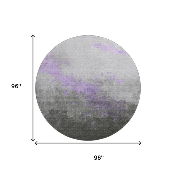 HomeRoots 8' X 10' Stylish Lavender and Gray Abstract Washable Area Rug with UV Protection for High Traffic Homes 706719