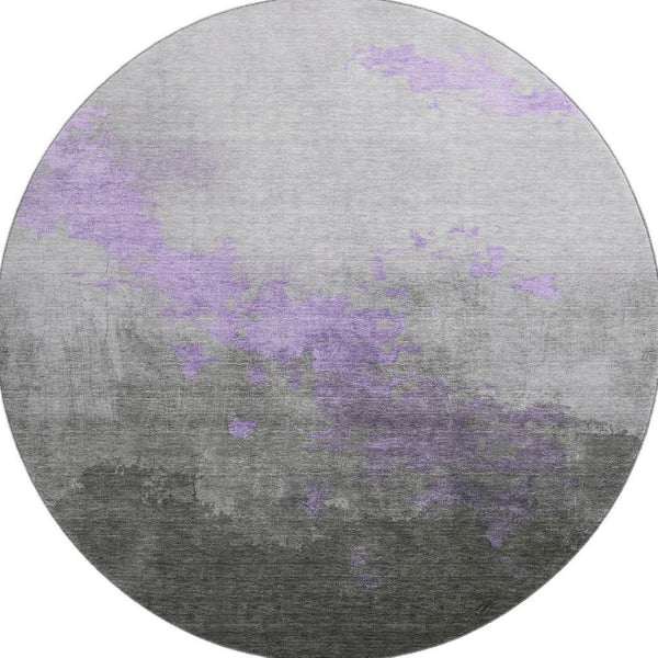HomeRoots 8' X 10' Stylish Lavender and Gray Abstract Washable Area Rug with UV Protection for High Traffic Homes 706719