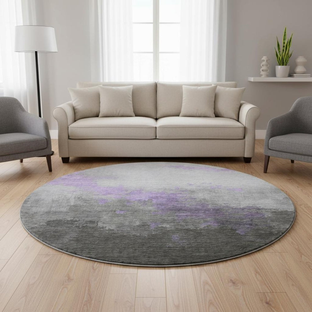 HomeRoots 8' X 10' Stylish Lavender and Gray Abstract Washable Area Rug with UV Protection for High Traffic Homes 706719