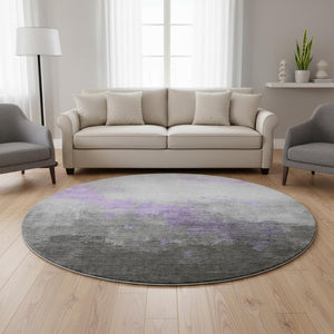 HomeRoots 8' X 10' Stylish Lavender and Gray Abstract Washable Area Rug with UV Protection for High Traffic Homes 706719