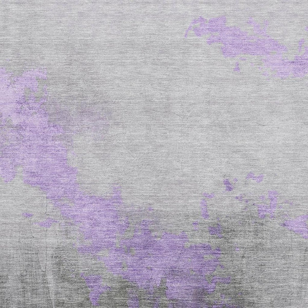HomeRoots 9' X 12' Contemporary Lavender & Gray Abstract Washable Area Rug with UV Protection & Durability 706720