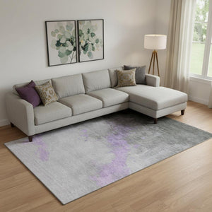 HomeRoots 10' X 14' Contemporary Lavender and Gray Abstract Area Rug with UV Protection for Active Homes 706721