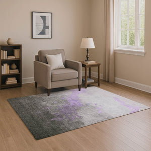 HomeRoots 10' X 14' Contemporary Lavender and Gray Abstract Area Rug with UV Protection for Active Homes 706721