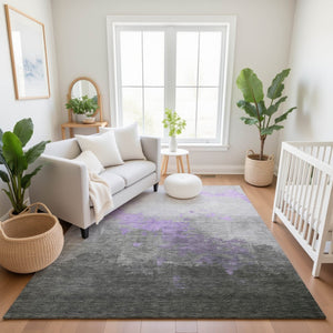 HomeRoots 10' X 14' Contemporary Lavender and Gray Abstract Area Rug with UV Protection for Active Homes 706721