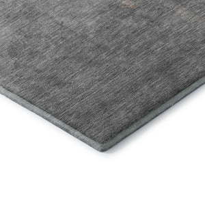 HomeRoots 8' Peach and Gray Abstract Washable Round Rug - Durable, UV-Protected, Pet-Friendly for Modern Spaces 706724